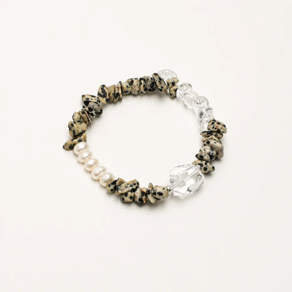 White Quartz Point & Spotted Stone Bracelet