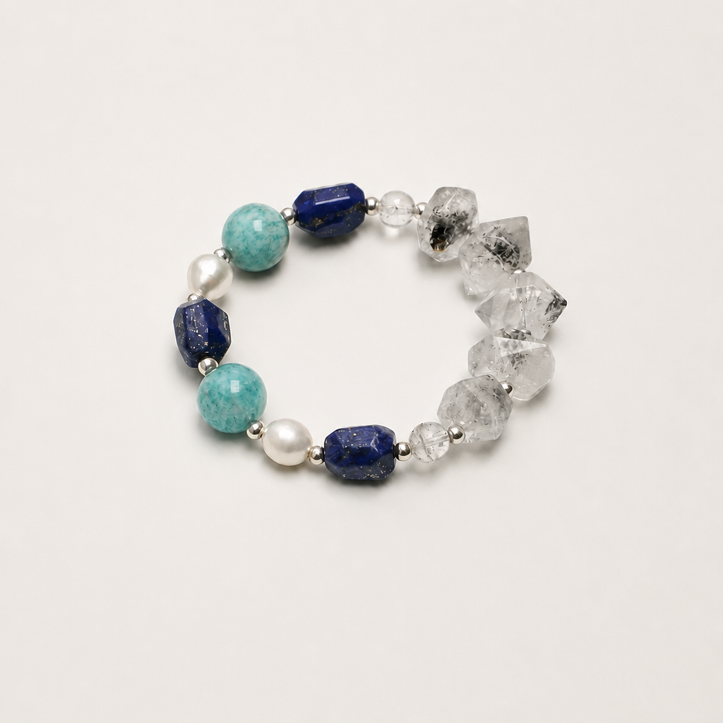 Black Obsidian, Lapis Lazuli & Amazonite Bracelet