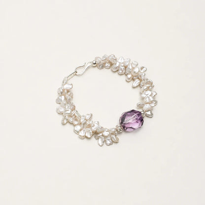 Amethyst & Petal Baroque Pearl Bracelet