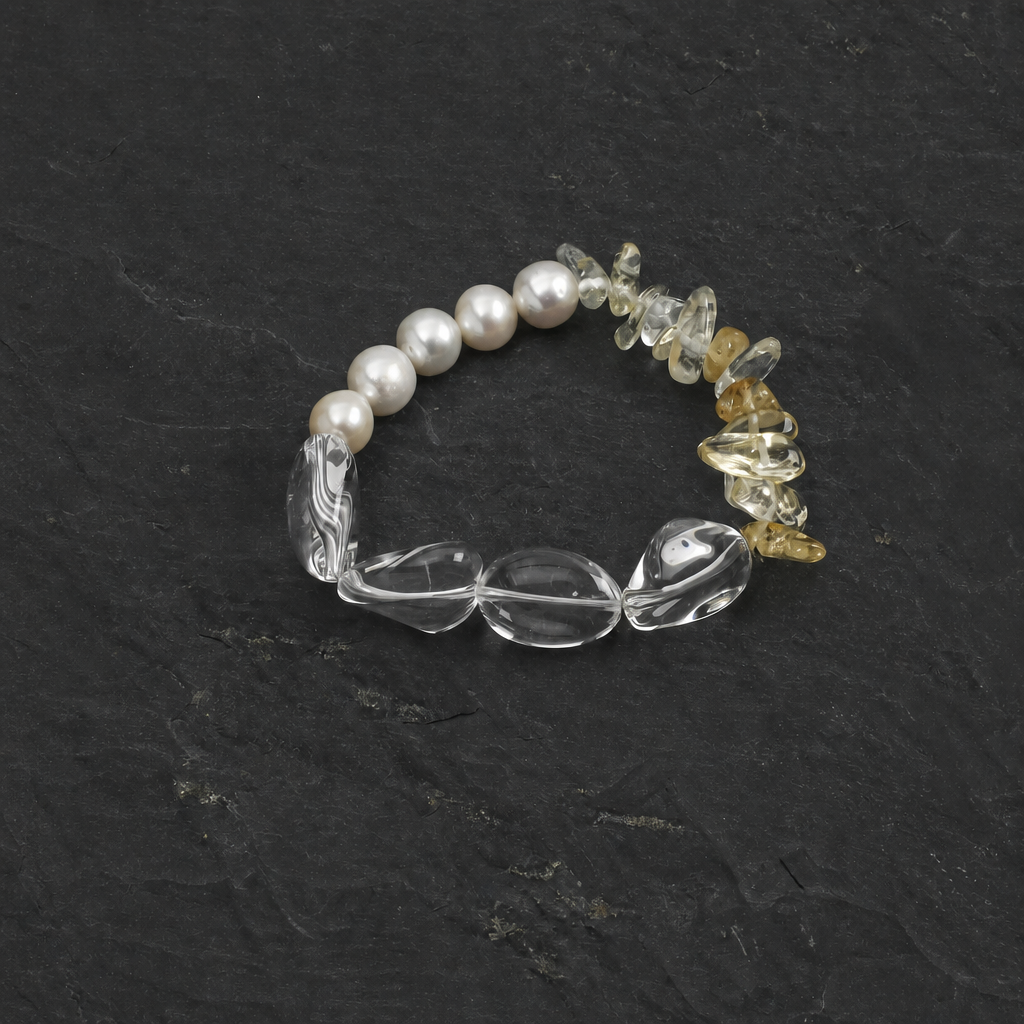 Golden Quartz & Pearl Bracelet