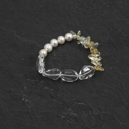 Golden Quartz & Pearl Bracelet