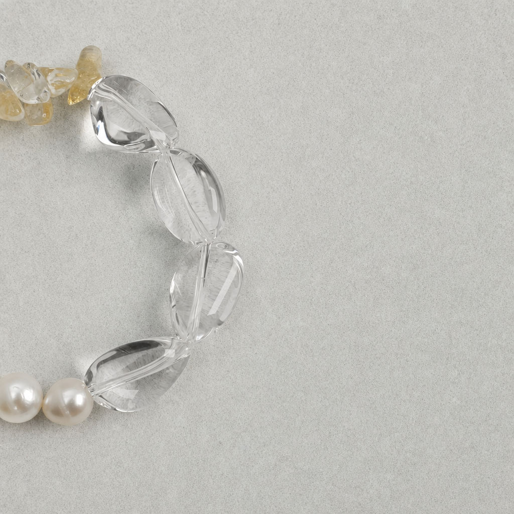 Golden Quartz & Pearl Bracelet