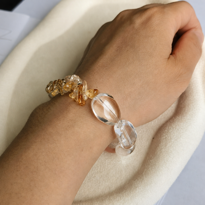 Golden Quartz & Pearl Bracelet